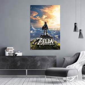 Modern Style the Legend of Zelda Breath of the Wild Sunset <b>Poster</b> on Canvas Black Frame for Wall Use - Product Image 2