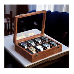 Hot Sale Luxury Wooden <b>Watch</b> <b>Case</b> Box with Glass Lid and Soft Velvet Lining for 6/10/12 Slots Storage Available for Best Price - Product Image 4