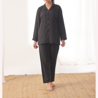 Pyjama de nuit élégant pour dames, vêtements de nuit confortables en coton doux, pyjama deux pièces élégant, fourniture en gros