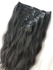 Cutícula peruana alineada, cabello humano de templo indio virgen crudo, mechones de extremo grueso negro Natural, Clip ondulado de siete juegos Remy frontal de encaje - Product Image 4