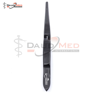Black Coated Fly Tying Bead Tweezers With Teeth 5.3 Self Closing Tweezers Perfect For Holding Items In A Place - Product Image 3