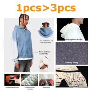 Sweat à capuche bleu 100% coton surdimensionné 500gsm personnalisé dernier survêtement vintage au design délavé à l'acide grande taille hiver - Product Image 5