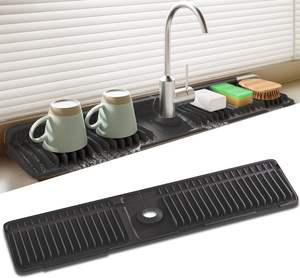 Faucet <b>Mat</b> for Kitchen Sink, 24 Inch Longer <b>Silicone</b> Sink Splash Guard, 7°Slope Fast Self-draining <b>Mat</b> Stone Dish Drying <b>Mat</b> - Product Image 4