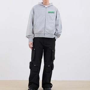 Vente en gros Sweat à capuche zippé vierge Oversize 500 400 GSM Puff Printing Zipper Hoodies Thermal Heavyweight Custom Zip Up Hoodie - Product Image 2