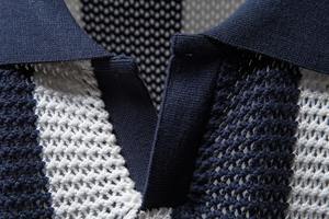 Chemises polo d'été décontractées à manches courtes pour hommes, chemisiers d'affaires à motif rayé, 100% coton, t-shirt social formel - Product Image 6