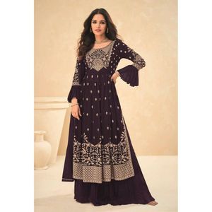 Nueva colección moderna de diseñador Heavy Faux Georgette Salwar Kameez con trabajo de bordado de secuencia exportador y proveedor indio - Product Image 1