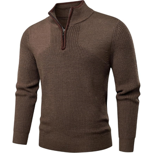 Pull en maille d'hiver pour homme, style vintage 'Old Money', personnalisé, en coton biologique anti-rides, respirant, décontracté et long - Product Image 3