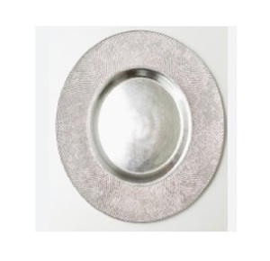 Plaque de charge en métal martelé couleur cuivre décoration de mariage et de fête assiette de service alimentaire en gros assiettes de chargeur perlées transparentes - Product Image 2