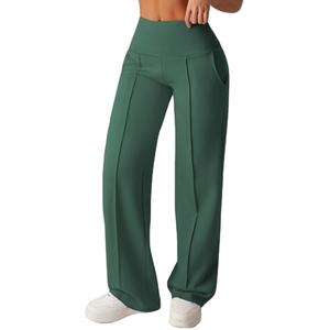 Pantalon de yoga pour femme à séchage rapide, coupe large et ajustée, idéal pour la course et le fitness, avec plis décoratifs sur le devant – Meilleures ventes - Product Image 6