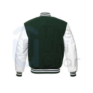 Nouvelle veste universitaire en cuir pour femmes vertes col montant veste de sport de baseball pour hommes fabricant Service OEM disponible - Product Image 2
