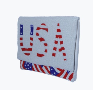 Sac à bandoulière de soirée personnalisé fait à la main blanc et rouge perlé pour femmes et filles fermeture à glissière Day America Day sacs à main - Product Image 2