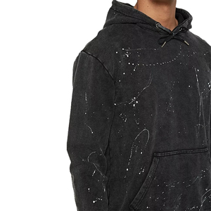 Vente en gros de sweats à capuche 100% coton délavés à l'acide conception personnalisée sérigraphie meilleur prix thermique hiver sweat à capuche en éponge française - Product Image 2