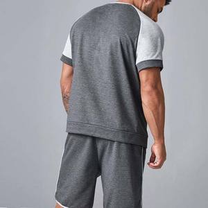 Conjunto de camisetas y pantalones cortos de color sólido, ropa de hombre de talla grande, conjuntos de 2 piezas, novedad de verano al por mayor, conjuntos de pantalones cortos informales en contraste - Product Image 2