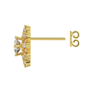 Joyería Calista de lujo de Vietnam, pendientes de tuerca de piedra de Zirconia cúbica chapados en oro Real de 14 quilates en forma Floral para regalo de mujer - Product Image 5