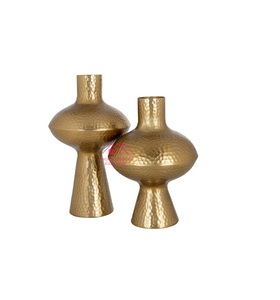 Florero de Venta caliente de metal de aluminio fundido a precio de mayorista Juego de 2 floreros de oro - Product Image 2