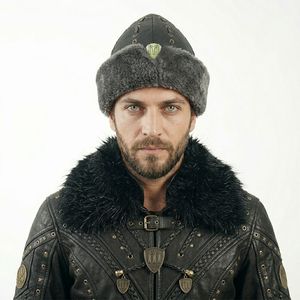 Chapeau en fourrure respirant d'extérieur rayé de haute qualité en similicuir Shark Anatolia, style Ottoman Kayi Ertugrul Dirilis IYI / Bork - Product Image 3