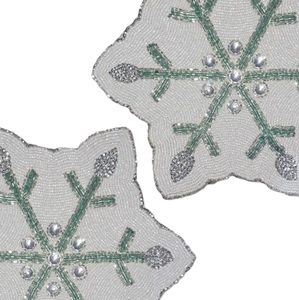 Handmade Modern Glass Beads & Satin <b>Christmas</b> Shaped Decorative <b>Placemat</b> Customizable Color <b>for</b> Home Dining Weddings Holidays - Product Image 3