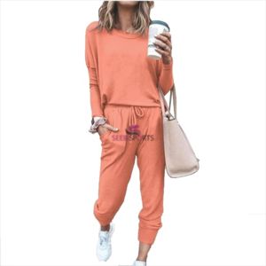 Pantalon de jogging ample en coton uni pour femme avec cordon de serrage à la taille, longueur cheville, poches latérales, tenue décontractée d'automne - Product Image 6