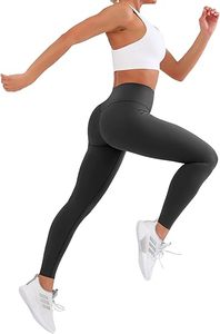 Leggings de yoga pleine longueur taille haute doux beurre pour femmes motif solide taille élastique écologique pour le devant respirant quotidien - Product Image 4