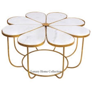 Ensemble de 3 tables d'appoint décoratives en métal faites à la main au design luxueux Table d'appoint enduite de poudre multicolore Fourniture de meubles de décoration intérieure - Product Image 5