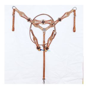 Collier de poitrine respirant en cuir occidental léger de haute qualité avec raccords en laiton Headstall confortable - Product Image 6