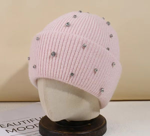 หมวกบีนนี่แฟชั่นพลอยเทียมหมวกบีนนี่หมวกอบอุ่นผลิตโลโก้ตามสั่งทุกสี - Product Image 3