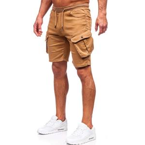 Pantalones cortos informales de cinco puntos con múltiples bolsillos para hombre, pantalones cortos holgados con cordón, pantalones cortos de talla grande caqui - Product Image 4