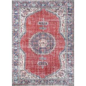 Alfombra de Lana Anudada a Mano de Gran Tamaño, Diseño de Medallón Rojo y Naranja, para Sala de Estar, Pasillo Rectangular, Modelo Pae-2402 - Product Image 1