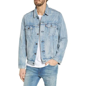 Chaqueta vaquera de mezclilla con estampado completo personalizado con logotipo conjunto de chaqueta vaquera elegante diseñado como un traje de moda de calle duradero - Product Image 1