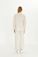 Pull deux pièces tricoté pour femmes et ensemble de tricots de pantalon pull à manches longues taille élastique, ensemble de tricots à jambes larges élégant