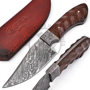 Vente chaude personnalisé fait à la main en acier damas couteau de chasse Micarta poignée gaine en cuir pleine Tang OEM/ODM pris en charge pour le bricolage - Product Image 5