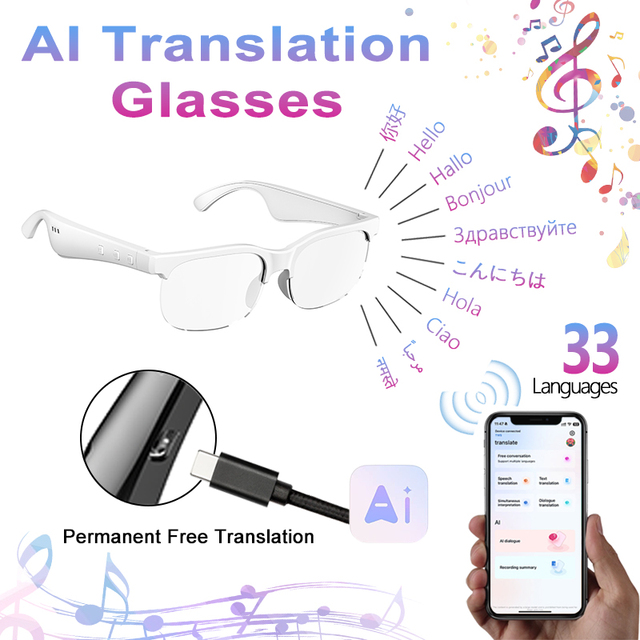 Smart AI Translation Glasses BT YJ-02 Wireless Call Music Outdoor AI Translator Smart Glasses Smart Sports Sunglasses