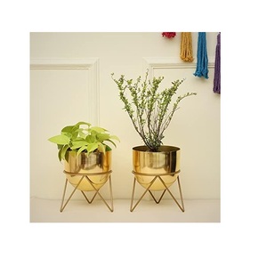 Home Were Utilisation Jardinière En Laiton Plaqué Jardinières Seaux À Fleurs Logo Personnalisé Intérieur Extérieur Table Décor Utilisation À La Main Fabricant - Product Image 4