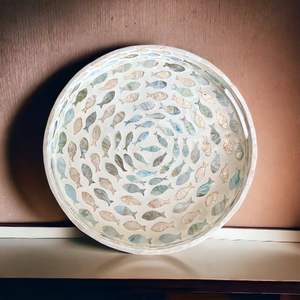 Venta al por mayor de lujo hecho a mano MDF bandeja decorativa de alta calidad madre perla incrustaciones plato bandeja para servir hecho Vietnam para ocasiones de comida - Product Image 5