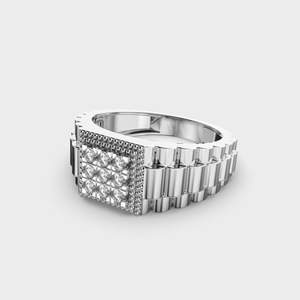 Luxueux Chunky Band Lab Grown Diamond Ring Cadeau pour hommes Bague de fiançailles en or jaune Bijoux fantaisie Bague du père - Product Image 4