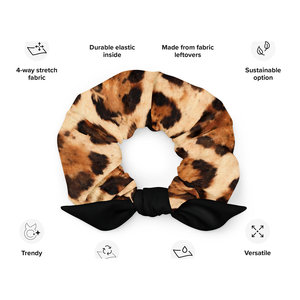 Be Ike-Conic Wild Leopard Bow Scrunchie - Accessoire de coiffure écologique et durable pour femmes - Product Image 1