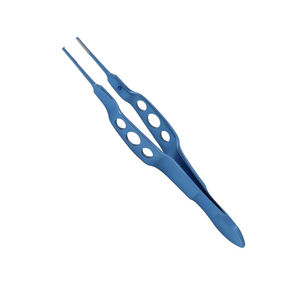 Pinzas Oftálmicas Quirúrgicas Profesionales de Acero Inoxidable Azul para Atar Ojos, Manuales, Anguladas 1x2, Dientes de 0.12mm - Product Image 6