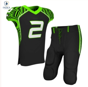 Ensemble de maillots de football américain INDEX APPAREL pour hommes, col en V, sans manches, noir, vert, imprimé géométrique, uniformes respirants - Product Image 1
