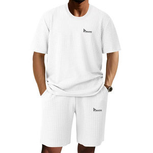 Conjunto de Camiseta y Pantalones Cortos Térmicos Lisos de Color Gris, Traje Deportivo de 2 Piezas de Manga Corta de Color Sólido, Hecho en Pakistán, Diseño Transpirable - Product Image 4