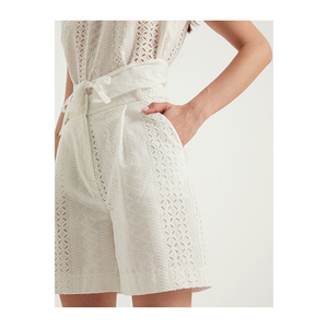 Mono sin Mangas de Algodón Blanco con Encaje para Mujer, con Cinturón, Cintura Alta, Estilo Minimalista, Tejido Transpirable - Product Image 5