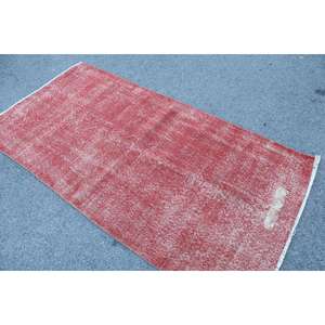 Turkish 3.5x6.8 ft Rug, Vintage Rug, <b>Red</b> Plants & trees Rug <b>Wool</b> - Product Image 4