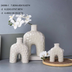 Ensemble de 3 vases à fleurs en crème beige mat, vase géométrique moderne fait à la main <span class=keywords><strong>pour</strong></span> la maison, le salon, le bureau - Product Image 3