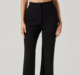 Pantalon long décontracté pour femme, élégant, taille haute, coupe large, infroissable, brodé, coupe ample, idéal pour le bureau - Product Image 6