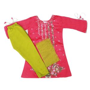 ชุดมาซูริปักลายสำหรับเด็กผู้หญิง 3 ชิ้น - สีชมพู - Product Image 1