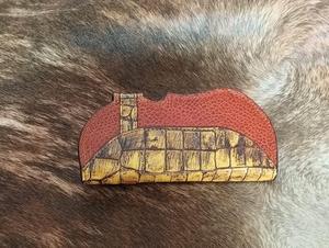 Vintage Genuine Leather Button Closure Long <b>Wallet</b> Card <b>Holder</b> with Croco Pattern and Large Capacity Men's Alejandro Yeo - Product Image 3