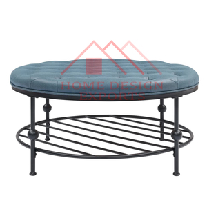 Taburete Otomano con Asiento Tapizado en Tela Gris, Hecho a Mano, Decoración Moderna para el Hogar - Product Image 5