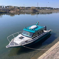 Bateau de pêche à moteur en aluminium soudé durable de 7,2 m (24 pi) avec cabine de luxe, yacht sportif certifié CE pour la navigation en haute mer