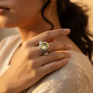 Anillo de Plata 925 con Cristal y Piedra Preciosa de Citrino para Mujer - Product Image 3