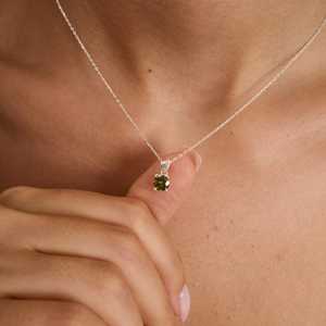 Dainty <b>Peridot</b> Solitaire Necklace 925 Sterling Silver August Birthstone Jewelry Minimalist Pendant Gift For Women - Product Image 5