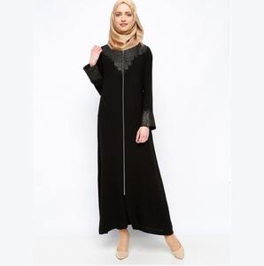 Latest Model 2024 Breathable Wholesale Muslims Dress Long Length Fashion Abayas Females Hot Selling Full <b>Zip</b> up Custom <b>Abaya</b> - Product Image 3
